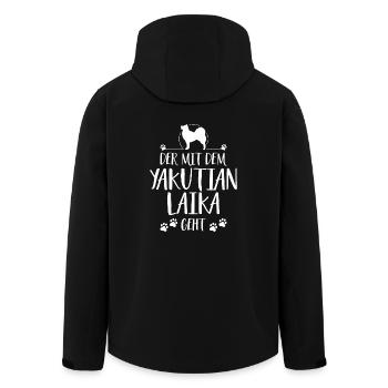 DER MIT YAKUTIAN LAIKA GEHT Hundespruch Hunde - Recycelte Männer Softshell-Jacke von Stanley/Stella - Schwarz - Hinten - AI Model Male 185 light (185cm)