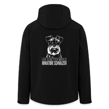 MINIATURE SCHNAUZER Life is better Wilsigns Hunde - Recycelte Männer Softshell-Jacke von Stanley/Stella - Schwarz - Hinten - AI Model Male 185 light (185cm)