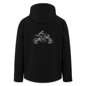 Biker Sticker - Motorbike Design - Recycelte Männer Softshell-Jacke von Stanley/Stella - Schwarz - Hinten - AI Model Male 185 light (185cm)
