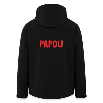 PAPOU. PAPA. FÊTE DES PÈRES. BONNE FÊTE PAPA - Veste softshell homme en polyester recyclé Stanley/Stella - noir - Dos - AI Model Male 185 light (185cm)