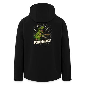 Spaßiger Pianist-Dinosaurier - Recycelte Männer Softshell-Jacke von Stanley/Stella - Schwarz - Hinten - AI Model Male 185 light (185cm)