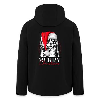 Santa Bernese Mountain Dog Merry Christmas Wilsigns - Men’s Recycled Softshell Jacket by Stanley/Stella - black - Back - AI Model Male 185 light (185cm)