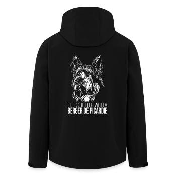 BERGER DE PICARDIE life is better Hundespruch Hund - Recycelte Männer Softshell-Jacke von Stanley/Stella - Schwarz - Hinten - AI Model Male 185 light (185cm)