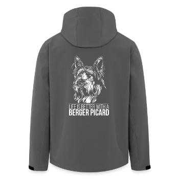 BERGER PICARD life is better Hundespruch Hunde - Men’s Recycled Softshell Jacket by Stanley/Stella - anthracite - Back - AI Model Male 185 light (185cm)