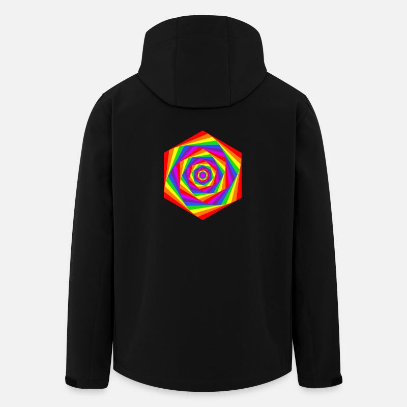 Regenbogen Hexagon - Recycelte Männer Softshell-Jacke von Stanley/Stella - Schwarz
