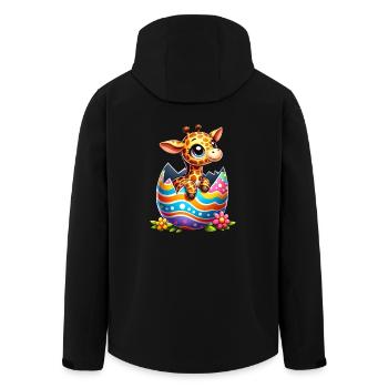 Cute Easter giraffe hatches from the Easter egg - Men’s Recycled Softshell Jacket by Stanley/Stella - black - Back - AI Model Male 185 light (185cm)