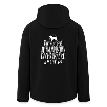 DIE MIT ALPENLÄNDISCHER DACHSBRACKE GEHT Wilsigns - Recycelte Männer Softshell-Jacke von Stanley/Stella - Schwarz - Hinten - AI Model Male 185 light (185cm)