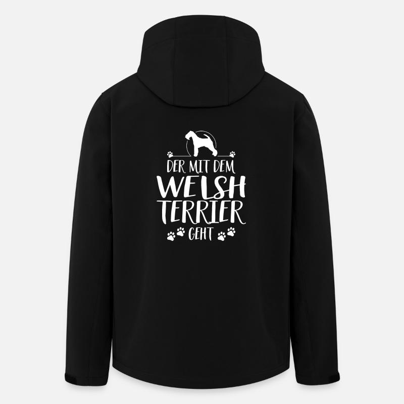 DER MIT WELSH TERRIER GEHT Hundespruch Wilsigns - Recycelte Männer Softshell-Jacke von Stanley/Stella - Schwarz