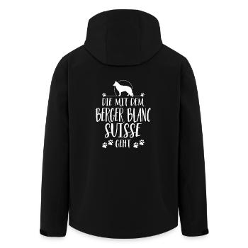 DIE MIT BERGER BLANC SUISSE GEHT Spruch Wilsigns - Recycelte Männer Softshell-Jacke von Stanley/Stella - Schwarz - Hinten - AI Model Male 185 light (185cm)