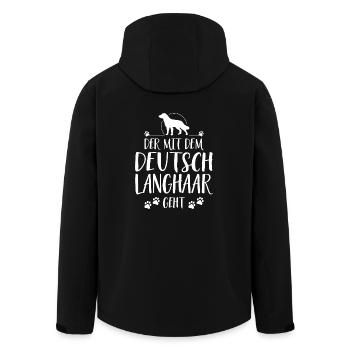 DER MIT DEUTSCH LANGHAAR GEHT Hundespruch Wilsigns - Recycelte Männer Softshell-Jacke von Stanley/Stella - Schwarz - Hinten - AI Model Male 185 light (185cm)
