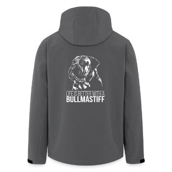 BULLMASTIFF Life better dog saying dogs Wilsigns - Men’s Recycled Softshell Jacket by Stanley/Stella - black - Back - AI Model Male 185 light (185cm)