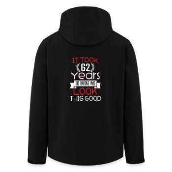 Birthday 62 years · shirt · birthday saying - Men’s Recycled Softshell Jacket by Stanley/Stella - black - Back - AI Model Male 185 light (185cm)