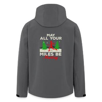 May all your Miles be Merry Running Geschenk Gift - Recycelte Männer Softshell-Jacke von Stanley/Stella - Schwarz - Hinten - AI Model Male 185 light (185cm)