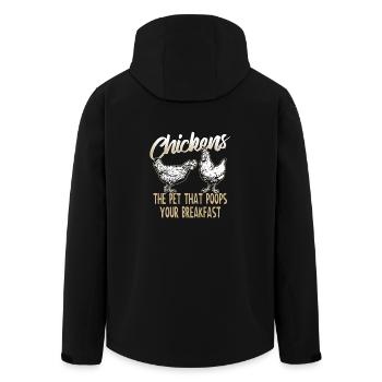 Chickens Poop Your Breakfast Tee Shirt Gift - Men’s Recycled Softshell Jacket by Stanley/Stella - black - Back - AI Model Male 185 light (185cm)