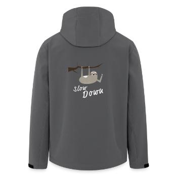 Sloth Slow Down pentes froid design - Veste softshell homme en polyester recyclé Stanley/Stella - charbon - Dos - AI Model Male 185 light (185cm)