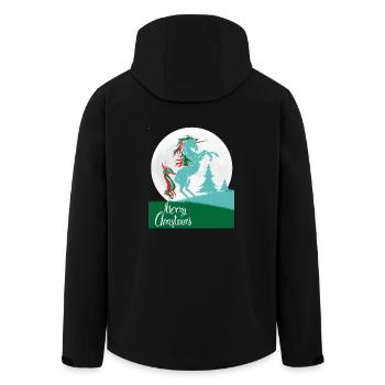 Unicorn Merry Christmas Shirt Gift - Men’s Recycled Softshell Jacket by Stanley/Stella - black - Back - AI Model Male 185 light (185cm)