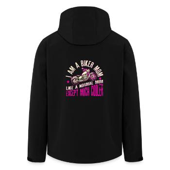 I Am A Biker Mom T-Shirt -Motorcyle Riding - Men’s Recycled Softshell Jacket by Stanley/Stella - black - Back - AI Model Male 185 light (185cm)