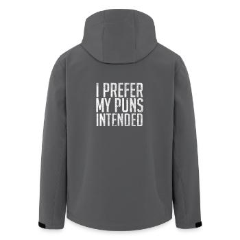 I Prefer My Puns Intended - Men’s Recycled Softshell Jacket by Stanley/Stella - black - Back - AI Model Male 185 light (185cm)