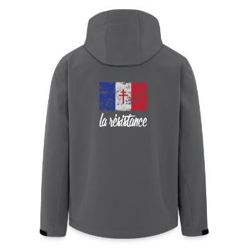 Drapeau de la France en détresse La Résistance Fière Française - Veste softshell homme en polyester recyclé Stanley/Stella - noir - Dos - AI Model Male 185 light (185cm)