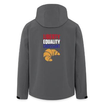 Liberty, Equality Croissant Funny France French - Men’s Recycled Softshell Jacket by Stanley/Stella - black - Back - AI Model Male 185 light (185cm)