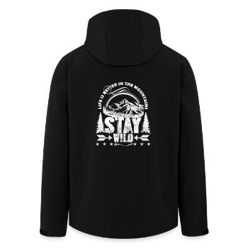 Bleib Wild Berge Wandern Klettern Geschenk Berg - Recycelte Männer Softshell-Jacke von Stanley/Stella - Schwarz - Hinten - AI Model Male 185 light (185cm)