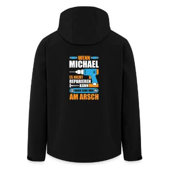 Michael reparieren Bohrmaschine Geschenk - Recycelte Männer Softshell-Jacke von Stanley/Stella - Schwarz - Hinten - AI Model Male 185 light (185cm)