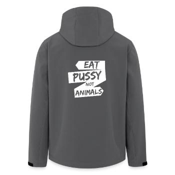 Eat Pussy not Animals Geschenk Vegan Veganer - Recycelte Männer Softshell-Jacke von Stanley/Stella - Schwarz - Hinten - AI Model Male 185 light (185cm)