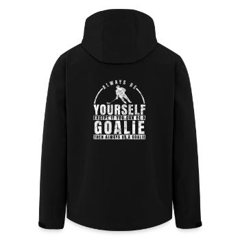 Hockey hockey player Ice hockey gift sayings - Men’s Recycled Softshell Jacket by Stanley/Stella - black - Back - AI Model Male 185 light (185cm)