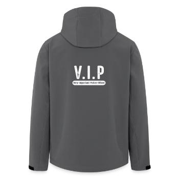 VIP Policeman Gift Policewoman - Men’s Recycled Softshell Jacket by Stanley/Stella - anthracite - Back - AI Model Male 185 light (185cm)