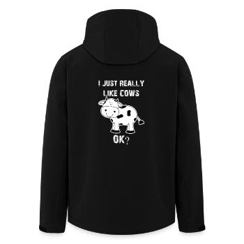 Cow, cows, cow, Cow funny farmer - Men’s Recycled Softshell Jacket by Stanley/Stella - black - Back - AI Model Male 185 light (185cm)