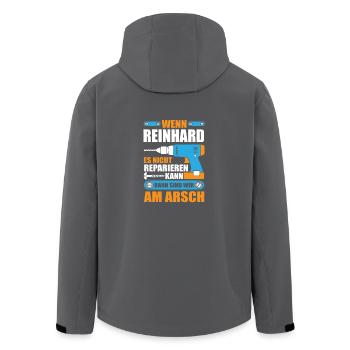 REINHARD Name Geschenk Reparatur reparieren - Recycelte Männer Softshell-Jacke von Stanley/Stella - Schwarz - Hinten - AI Model Male 185 light (185cm)