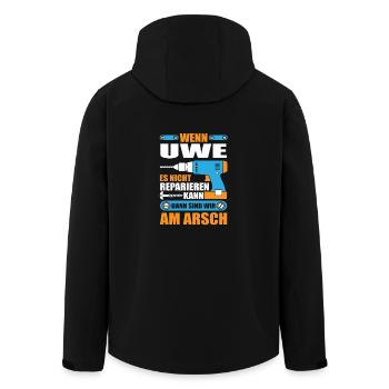 Uwe Name Geschenk Reparatur reparieren - Recycelte Männer Softshell-Jacke von Stanley/Stella - Schwarz - Hinten - AI Model Male 185 light (185cm)