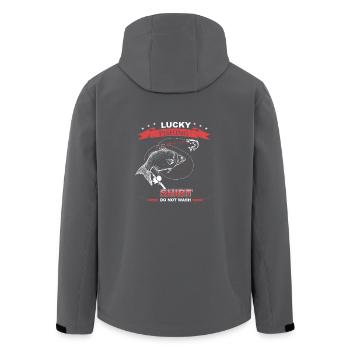 Angler Lucky Fishing Gift Fishing Fisherman Fish - Men’s Recycled Softshell Jacket by Stanley/Stella - black - Back - AI Model Male 185 light (185cm)