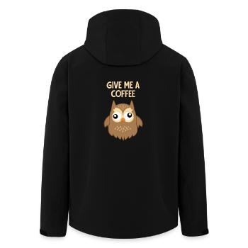 Coffee - Owl - Addictive - Funny - Gift - Men’s Recycled Softshell Jacket by Stanley/Stella - black - Back - AI Model Male 185 light (185cm)