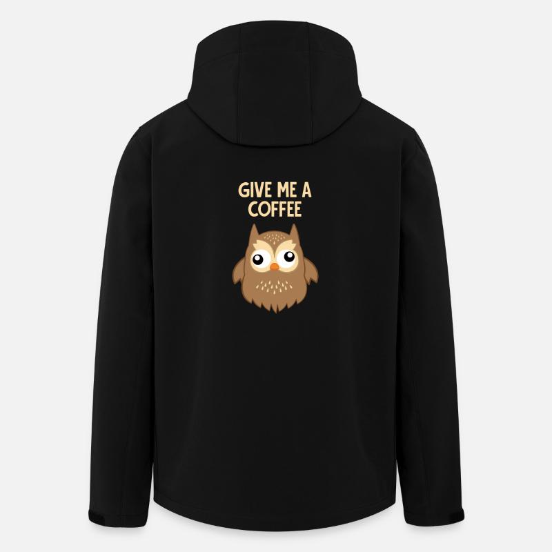 Coffee - Owl - Addictive - Funny - Gift - Men’s Recycled Softshell Jacket by Stanley/Stella - black