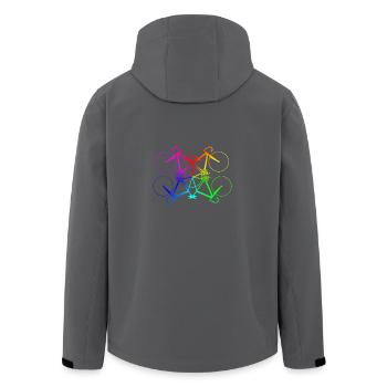 Rainbow Bikes - Road Bike Fixie Gift - Men’s Recycled Softshell Jacket by Stanley/Stella - black - Back - AI Model Male 185 light (185cm)