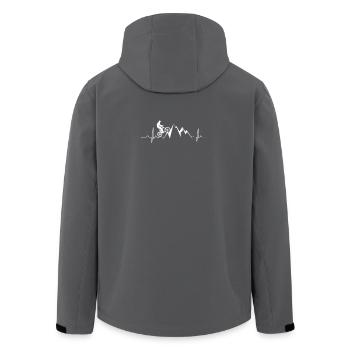Mountain bike ECG heartbeat - gift - Men’s Recycled Softshell Jacket by Stanley/Stella - black - Back - AI Model Male 185 light (185cm)