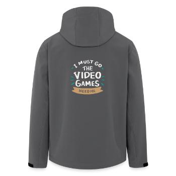 GAMING I must go the video games need me - Men’s Recycled Softshell Jacket by Stanley/Stella - black - Back - AI Model Male 185 light (185cm)