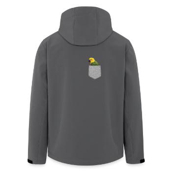 Faux T-shirt de perruche de poche - oiseau drôle - Veste softshell homme en polyester recyclé Stanley/Stella - noir - Dos - AI Model Male 185 light (185cm)