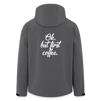 D’accord, mais d’abord, je bois mon café. - Veste softshell homme en polyester recyclé Stanley/Stella - noir - Dos - AI Model Male 185 light (185cm)