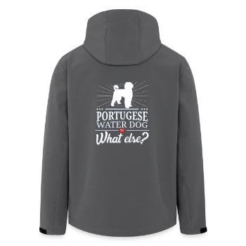 Chien d'eau portugais quoi d'autre? - Veste softshell homme en polyester recyclé Stanley/Stella - noir - Dos - AI Model Male 185 light (185cm)