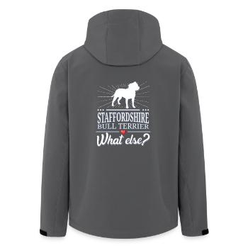 Staffordshire Bullterrier what else? - Recycelte Männer Softshell-Jacke von Stanley/Stella - Schwarz - Hinten - AI Model Male 185 light (185cm)
