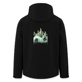 Retro trees gift art tree forest nature - Men’s Recycled Softshell Jacket by Stanley/Stella - black - Back - AI Model Male 185 light (185cm)