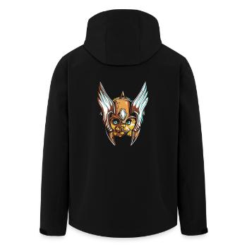Katze mit Helm - Recycelte Männer Softshell-Jacke von Stanley/Stella - Schwarz - Hinten - AI Model Male 185 light (185cm)