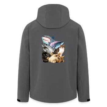 Katzen und Haie Bilder T-Shirt - Coole Grafik - Recycelte Männer Softshell-Jacke von Stanley/Stella - Schwarz - Hinten - AI Model Male 185 light (185cm)