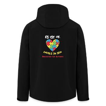 It's ok to be different. Autism Love - Men’s Recycled Softshell Jacket by Stanley/Stella - black - Back - AI Model Male 185 light (185cm)