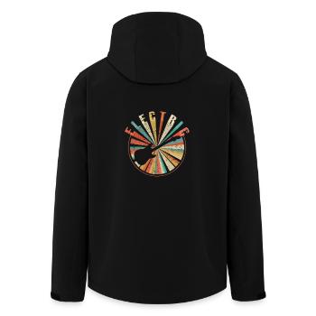 Electric Guitar Retro Vintage - Guitarist Gift - Men’s Recycled Softshell Jacket by Stanley/Stella - black - Back - AI Model Male 185 light (185cm)