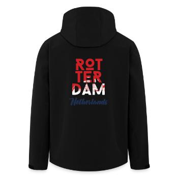 Rotterdam - Pays-Bas - Pays-Bas - Randstad - Veste softshell homme en polyester recyclé Stanley/Stella - noir - Dos - AI Model Male 185 light (185cm)