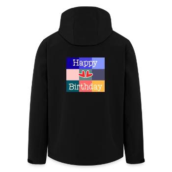 HAPPY BIRTHDAY. JOYEUX ANNIVERSAIRE. ANNIVERSAIRE. - Veste softshell homme en polyester recyclé Stanley/Stella - noir - Dos - AI Model Male 185 light (185cm)