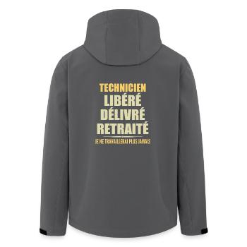 Technicien célèbre sa retraite avec humour cadeau - Veste softshell homme en polyester recyclé Stanley/Stella - charbon - Dos - AI Model Male 185 light (185cm)